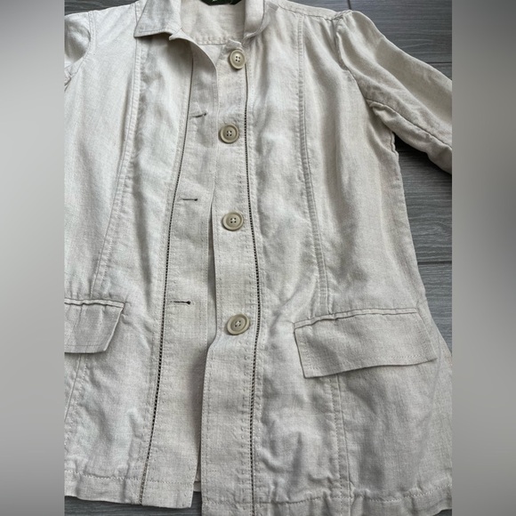 Eddie Bauer Linen Blazer Jacket, size Small—Lagenlook•••Beige/Cream tone! - Picture 4 of 16